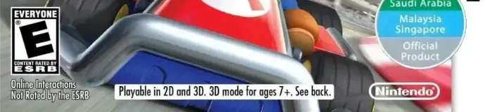 Mario Kart 7, the ESRB box on its front