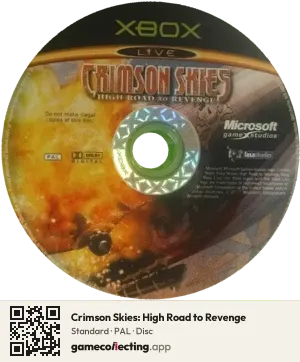 Crimson Skies: High Road to Revenge Xbox, PAL disc