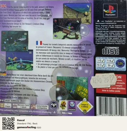 Rascal PlayStation, PAL box back