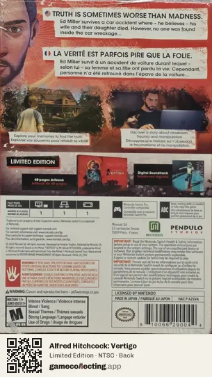 Alfred Hitchcock: Vertigo Nintendo Switch, NTSC box back