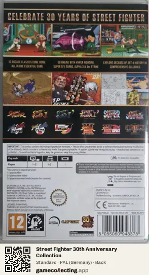 Street Fighter 30th Anniversary Collection Nintendo Switch, Germany box back