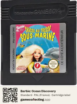 Barbie: Ocean Discovery Game Boy Color, PAL cartridge label