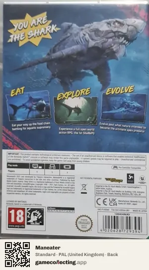 Maneater Nintendo Switch, United Kingdom box back