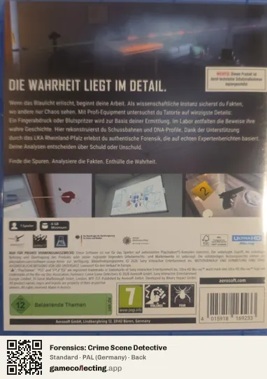 Forensics: Crime Scene Detective PlayStation 5, Germany box back
