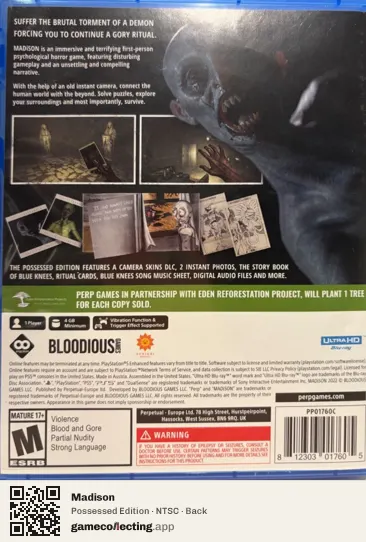 Madison PlayStation 5, NTSC box back