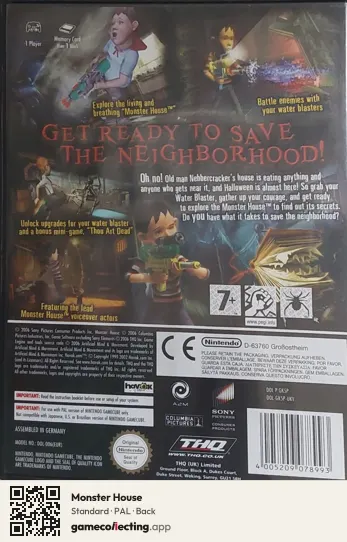 Monster House Nintendo GameCube, PAL box back
