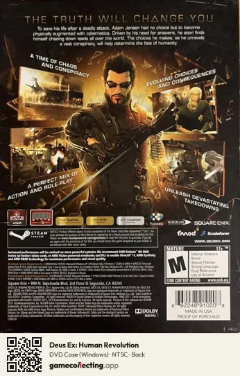 Deus Ex: Human Revolution Computer, NTSC box back