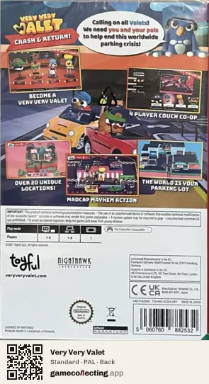 Very Very Valet Nintendo Switch, PAL box back