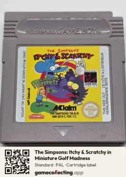The Simpsons: Itchy & Scratchy in Miniature Golf Madness Game Boy, PAL cartridge label