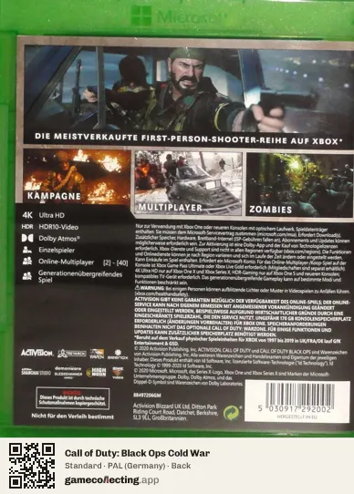 Call of Duty: Black Ops Cold War Xbox One, Germany box back