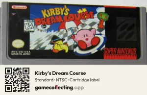 Kirby's Dream Course Super Nintendo Entertainment System, NTSC cartridge label