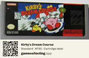 Kirby's Dream Course Super Nintendo Entertainment System, NTSC cartridge label