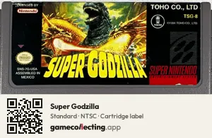 Super Godzilla Super Nintendo Entertainment System, NTSC cartridge label