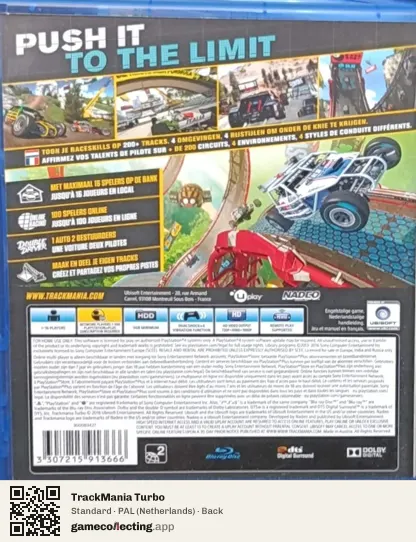 TrackMania Turbo PlayStation 4, Netherlands box back