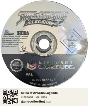Skies of Arcadia Legends Nintendo GameCube, PAL disc
