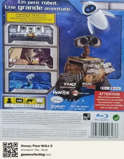 Disney/Pixar WALL-E PlayStation 3, PAL box back