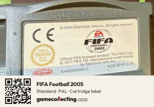 FIFA Football 2005 Game Boy Advance, PAL cartridge label