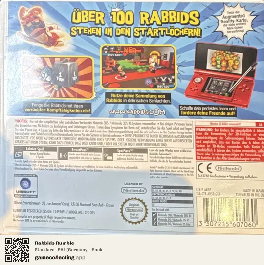 Rabbids Rumble Nintendo 3DS, Germany box back