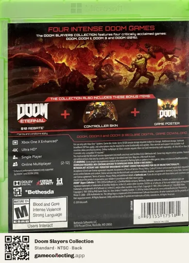 Doom Slayers Collection Xbox One, NTSC box back