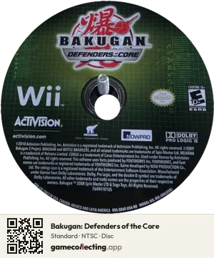Bakugan: Defenders of the Core Nintendo Wii, NTSC disc