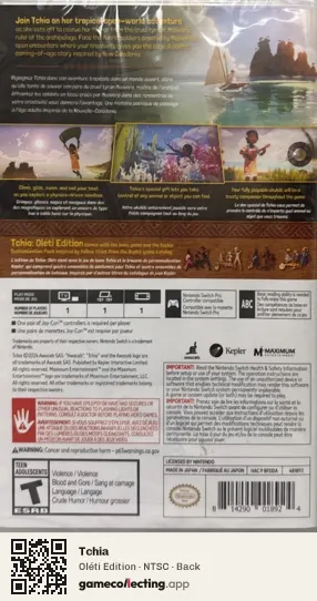 Tchia Nintendo Switch, NTSC box back