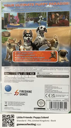 Little Friends: Puppy Island Nintendo Switch, United Kingdom box back