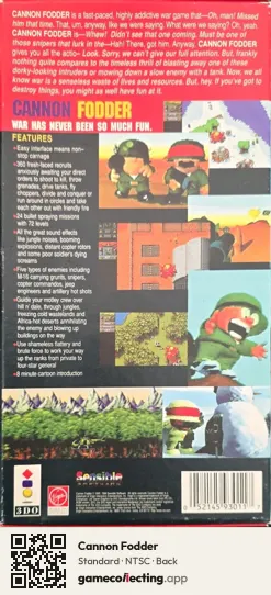 Cannon Fodder 3DO Interactive Multiplayer, NTSC box back
