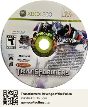 Transformers: Revenge of the Fallen Xbox 360, NTSC disc