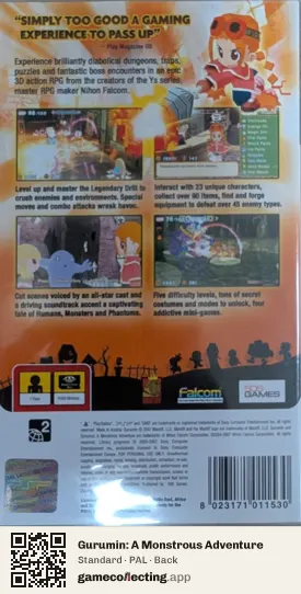 Gurumin: A Monstrous Adventure PlayStation Portable, PAL box back