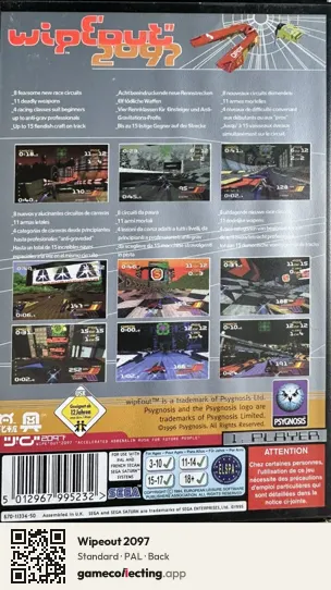 Wipeout 2097 Sega Saturn, PAL box back