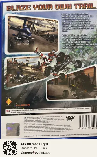ATV Offroad Fury 3 PlayStation 2, PAL box back