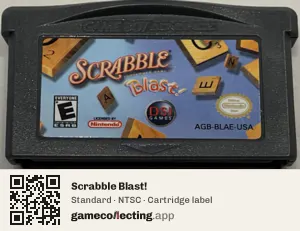 Scrabble Blast! Game Boy Advance, NTSC cartridge label