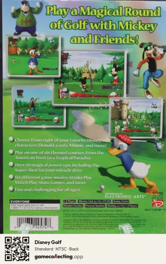 Disney Golf PlayStation 2, NTSC box back