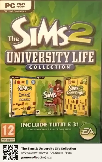 The Sims 2: University Life Collection Computer, Italy box front