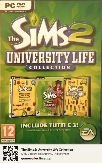 The Sims 2: University Life Collection Computer, Italy box front
