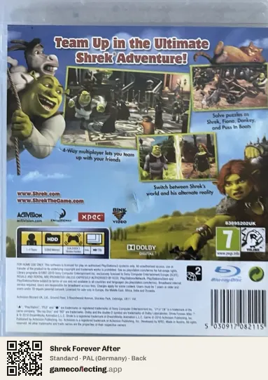 Shrek Forever After PlayStation 3, Germany box back