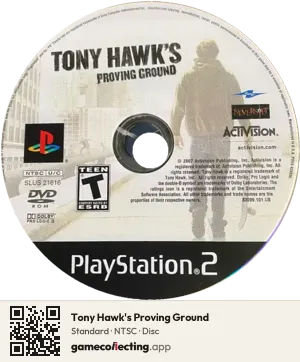 Tony Hawk's Proving Ground PlayStation 2, NTSC disc