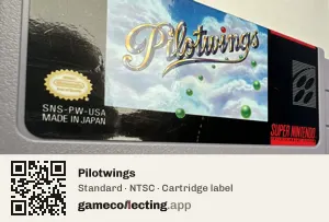 Pilotwings Super Nintendo Entertainment System, NTSC cartridge label