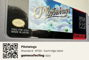 Pilotwings Super Nintendo Entertainment System, NTSC cartridge label