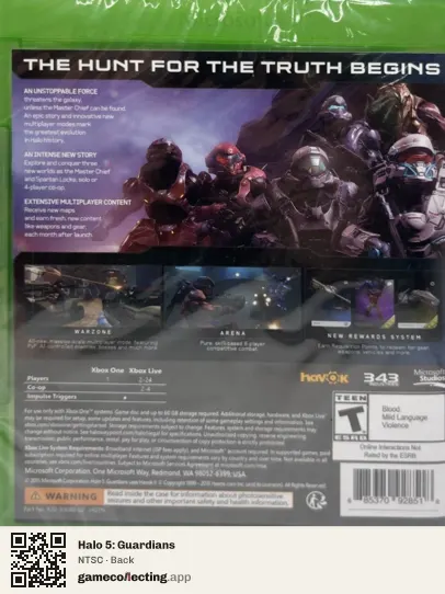 Halo 5: Guardians Xbox One, NTSC box back