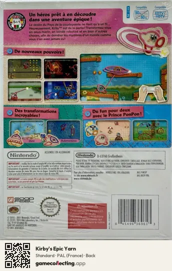 Kirby's Epic Yarn Nintendo Wii, France box back
