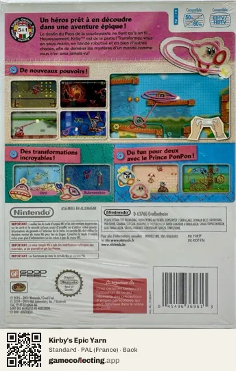 Kirby's Epic Yarn Nintendo Wii, France box back