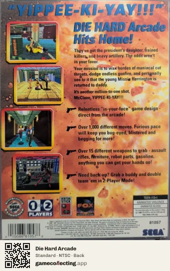 Die Hard Arcade Sega Saturn, NTSC box back
