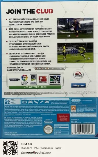 FIFA 13 Nintendo Wii U, Germany box back