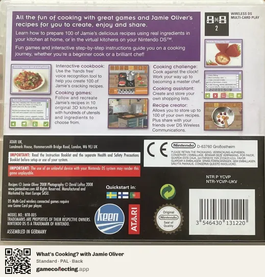 What's Cooking? with Jamie Oliver Nintendo DS, PAL box back