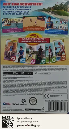 Sports Party Nintendo Switch, Germany box back