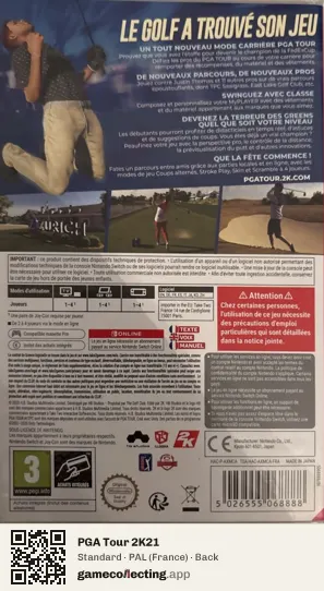 PGA Tour 2K21 Nintendo Switch, France box back