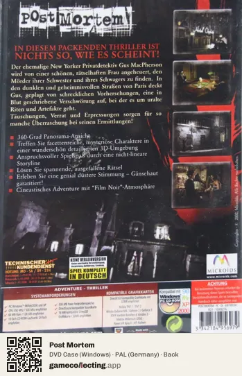 Post Mortem Computer, Germany box back
