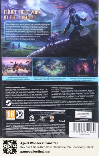 Age of Wonders: Planetfall Computer, Germany box back