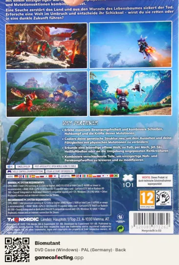 Biomutant Computer, Germany box back